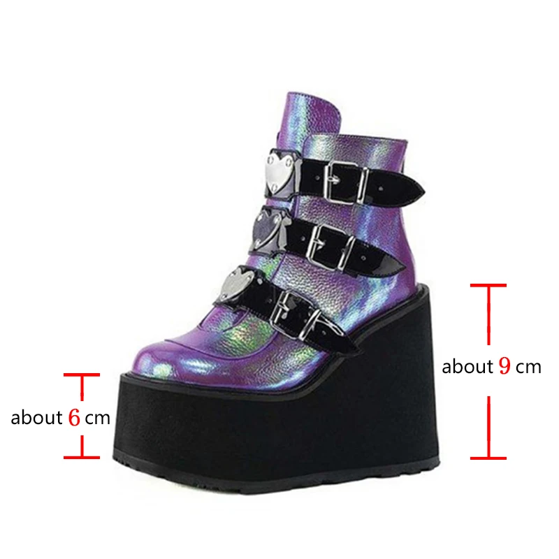 doratasia wholesale ins hot brand high platform ankle boots women 2020 fashion metal strap decorating high wedges shoes woman free global shipping