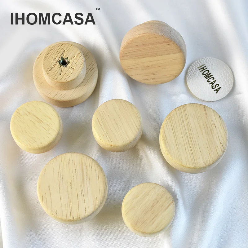 

IHOMCASA Round Rubber Wooden Shoe Cabinet Pulls Kitchen Cupboard Drawer Knob Wardrobe Children's Furniture Door Handles No Paint