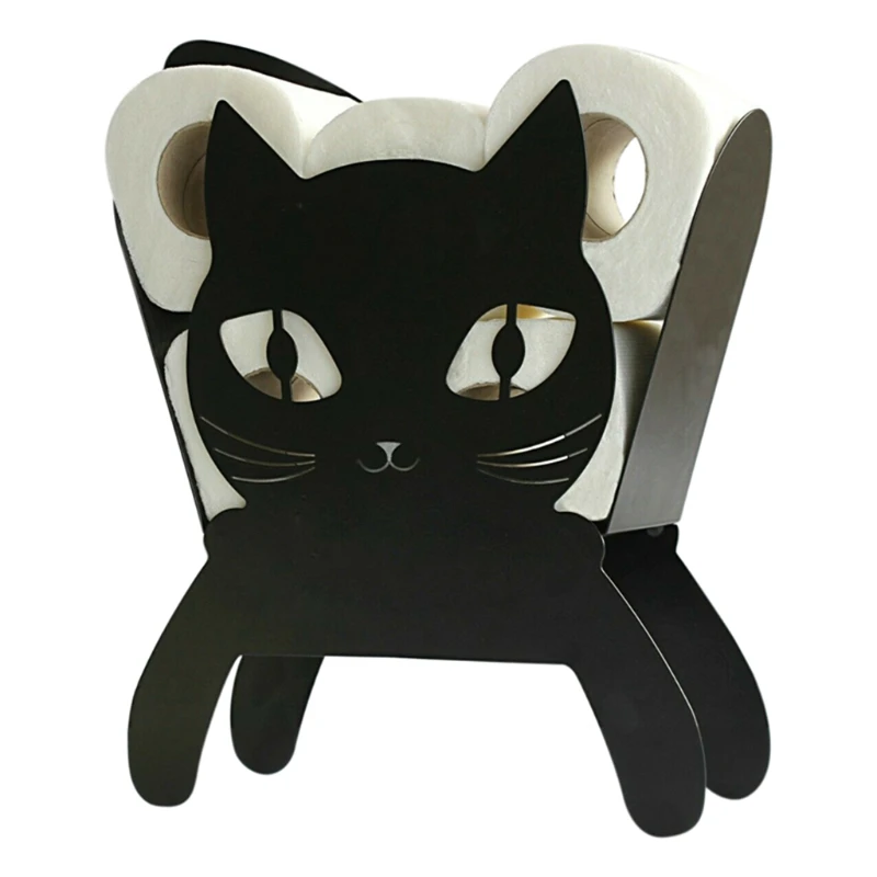 

Black Toilet Roll Holder Bathroom Free Standing Metal Kitten Storage 35ED