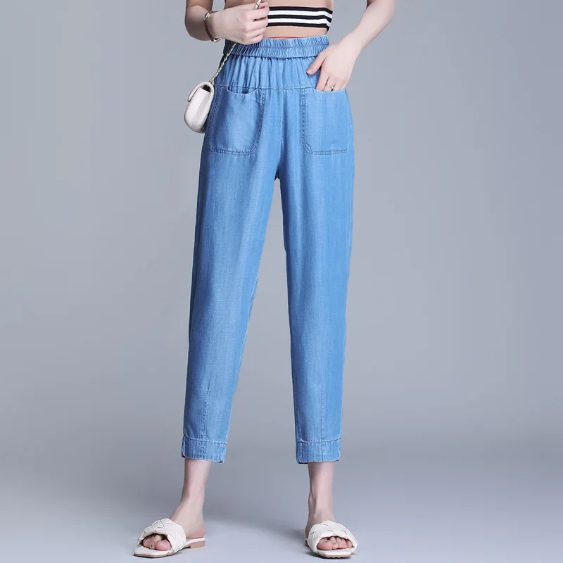 

2020 New Summer Jeans Woman Loose Casual Harem Pants With Packets Vintage Mom Jeans Streetwear Denim Pants Women Slouchy Jeans