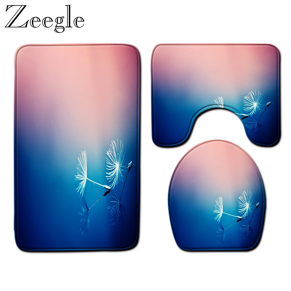 Zeegle Non-slip Ванная комната Туалет чехол пол впитывающие коврики для ванной коврик Ванная комната ковролин для пляжа в виде ракушки Ванная комната туалет