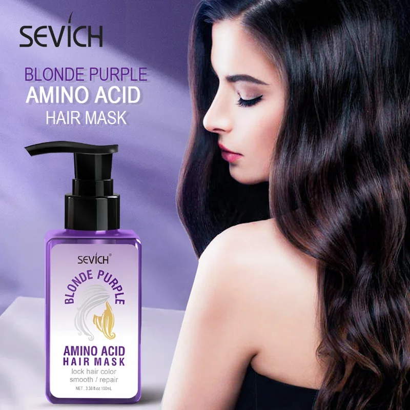 

Sevich 100ml Purple Hair Mask Removes Yellow And Brassy Tones Repairs Frizzy Make Hair Soft Smooth Professional Hair Care Mask