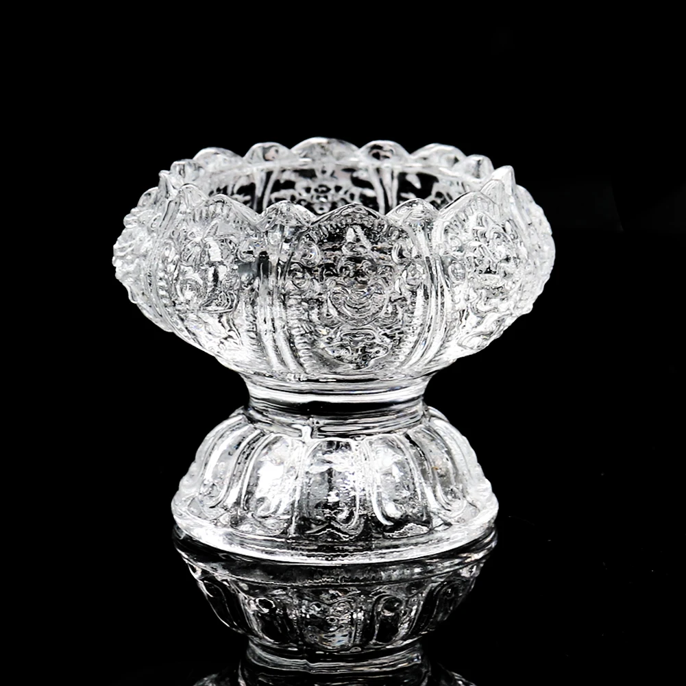 

Прозрачный стеклянный подсвечник в форме цветка лотоса