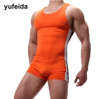 sexy mens undershirts one piece leotard sport bodysuit jumpsuit swimwear wrestling singlet underwear boxer shorts u convex pouch
