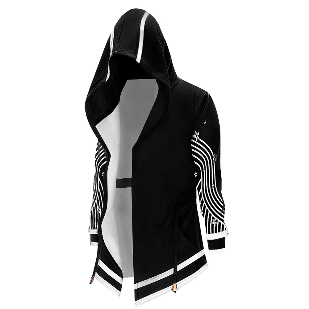 Длинная куртка с капюшоном 3D принтом | Тематическая одежда и униформа