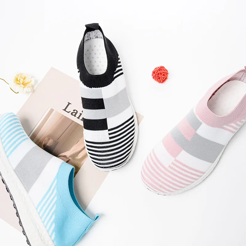 

Ladies sneakers 2021 summer new sneakers ladies socks sports flat loafers large size knitted ladies sneakers