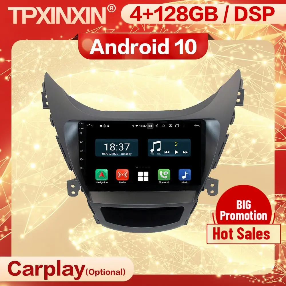 Автомобильный стереоприемник Carplay 4 + 128G 2 Din Android для Hyundai Elantra 2011 2012 2013 радио аудио