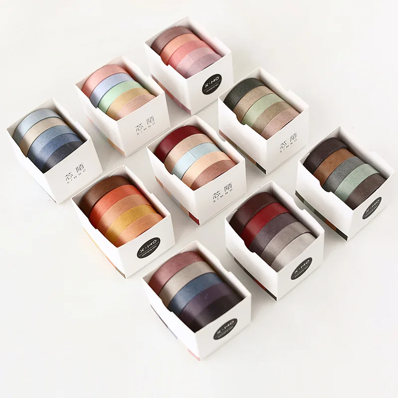 5 шт./упак. один Цвет лента Washi DIY Скрапбукинг Стикеры этикетки клейкая Школа