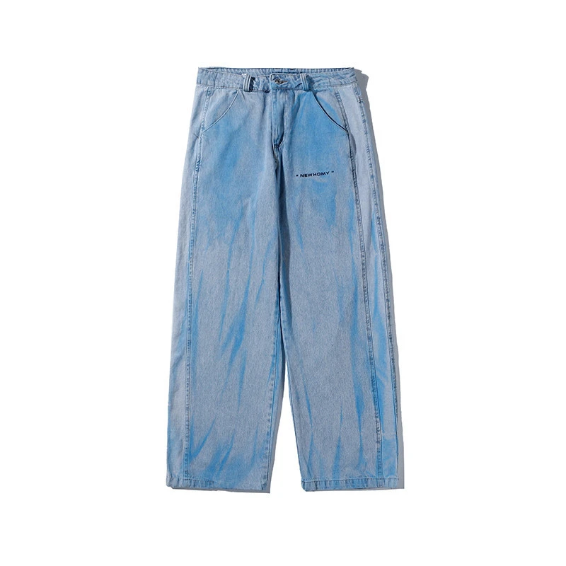 

IEFB men's tie Dyed denim pants streetwear fashion casual straight denim pants loose wide leg Harem Pants for male 2021 9Y4862
