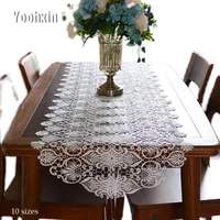 europe lace hollow embroidery bed table runner flag cloth cover kitchen christmas birthday tablecloth home wedding decor