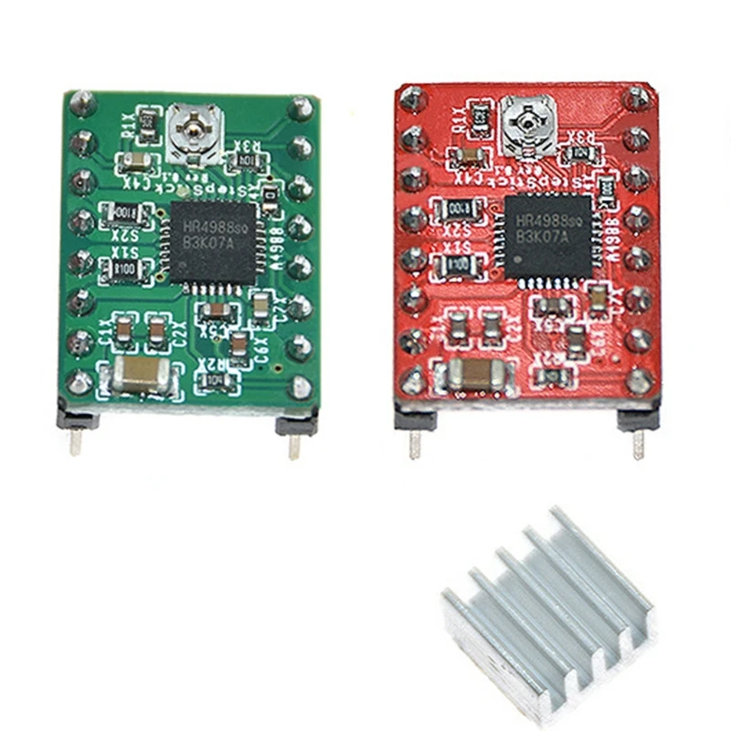 

A4988 DRV8825 Stepper Motor Driver Controller With Heat Sink For SKR V1.3 1.4 GTR V1.0 Etc Green/Red 1 Set