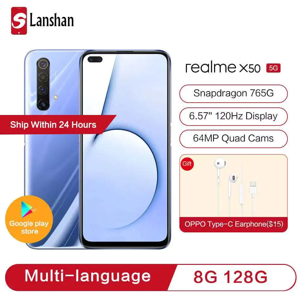 Мобильный телефон realme X50 в наличии двойной режим флагманский процессор Snapdragon 76