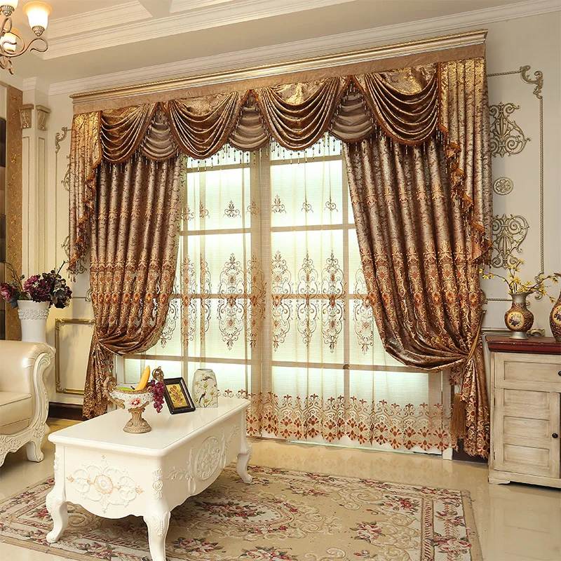 

European Classics curtains for living room,black-out curtain for bedroom,luxury embroidery tulle curtains Villa French curtain