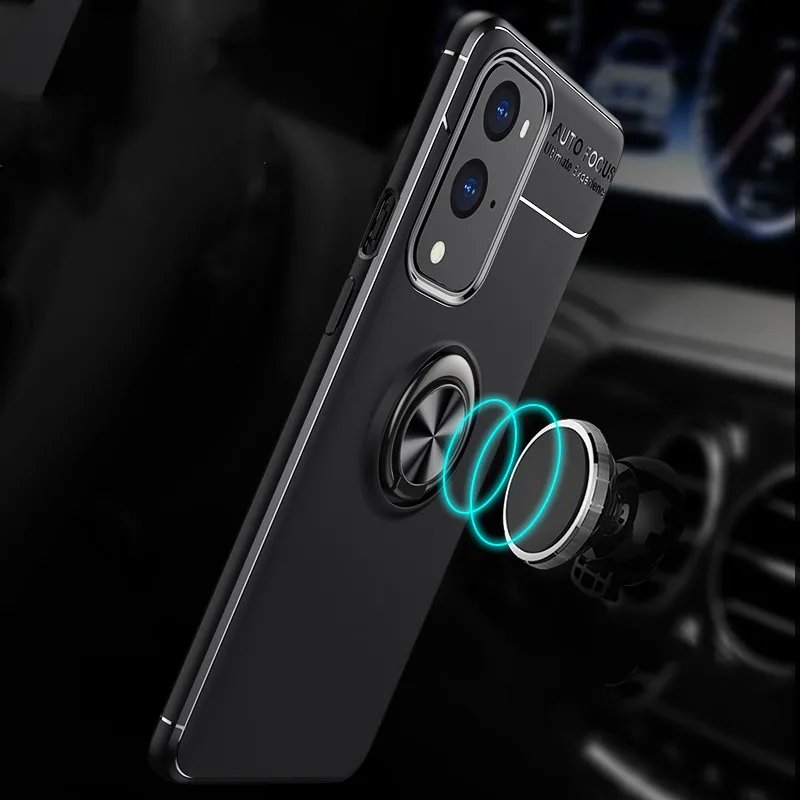 For OnePlus 9RT 5G Case For OnePlus 9RT 9R 9 Pro Cover Silicone Metal Ring Stand back Cover For OnePlus 9RT 9R 9 8 Pro 5G Fundas