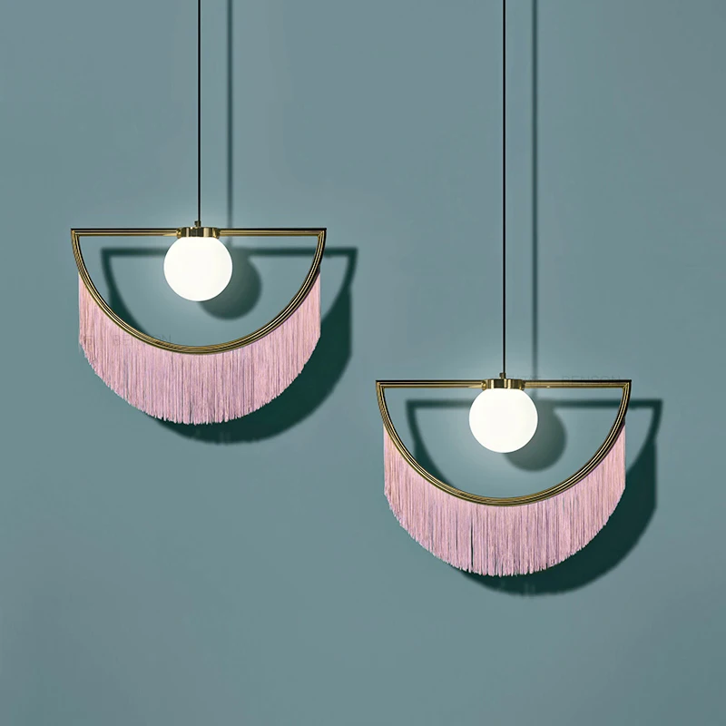 

Nordic Creative Tassels Bedroom Pendent Lights Simple Living Room Dining Room Restaurant Bar Pendent Lights LED Glass Lighting