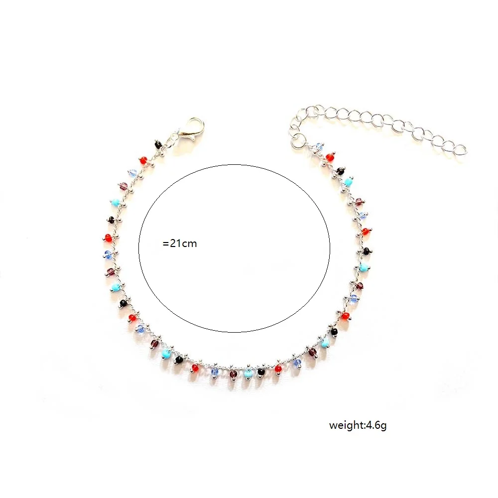 Браслет на ногу с разноцветными рисовыми бусинами и кисточками для женщин Модный