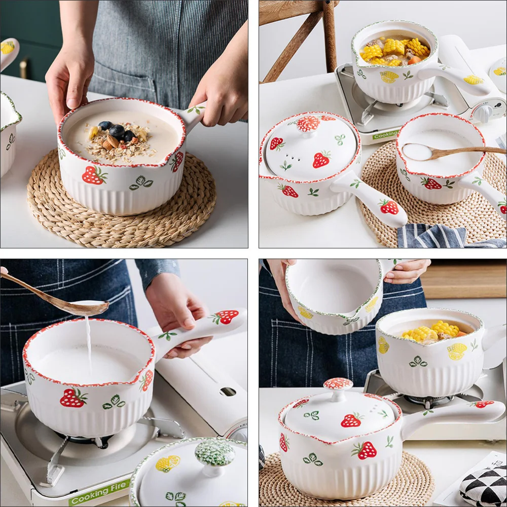 

1pc 1.2L Ceramic Pot Kitchen Stockpot Multi-purpose Baby Food Cooking Pot