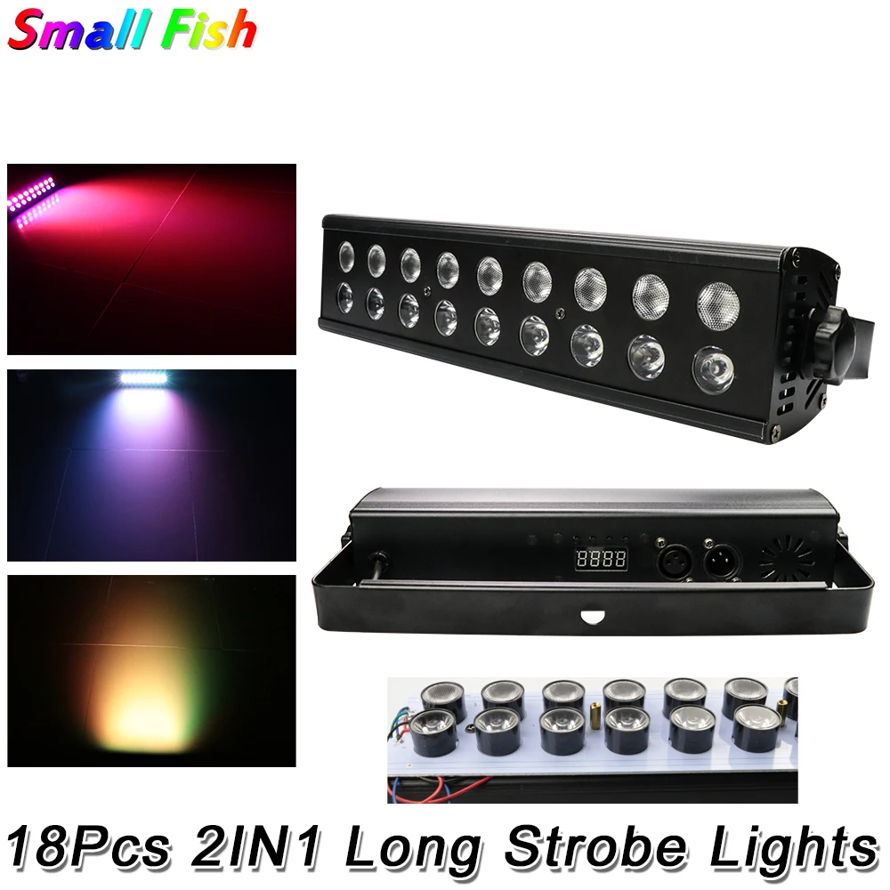 2Pcs/Lot 24W RGBUV Strobe 2IN1 Long Strip Effect Light DMX 512 Control Metal Chassis Material For DJ Disco Stage Party Show