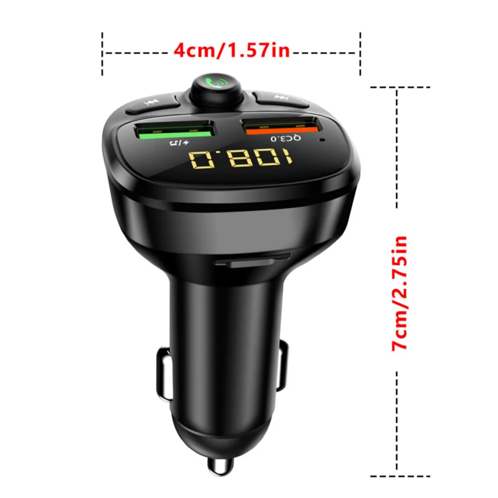 

Car FM Transmitter Bluetooth 5.0 Fast charge 3.0 Wireless Car MP3 Player 5V 2.4A Car USB Charger TF Card U disk Radio Adapter