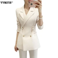 2022 autumn and winter new womens professional suit pants two piece slim double breasted elegant ladies jacket fashion trousers
