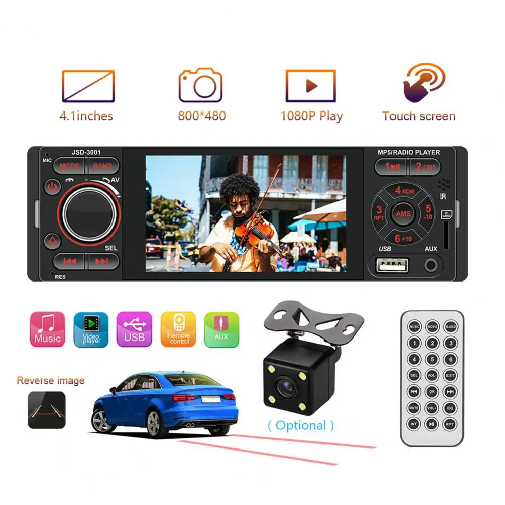 

Multifunctional 3001 4inch Car MP5 Player Touch Screen Bluetooth Colorful Lights Multi-media Player for Vehicles Car Accessories