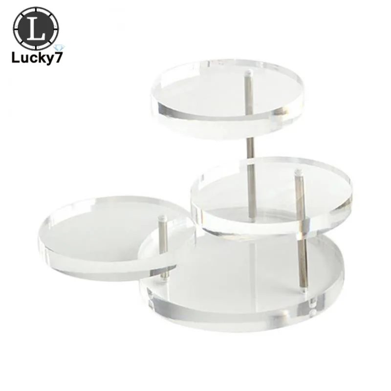 Совершенно новая 3-слойная Прозрачная черная круглая акриловая подставка для