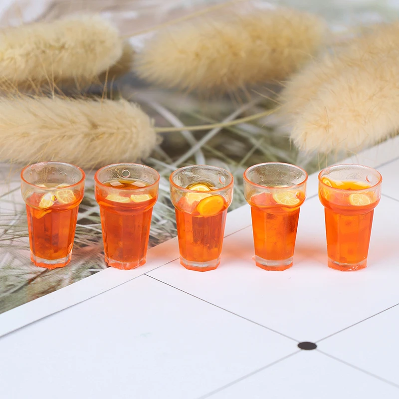 

5Pcs Mini 1:12 Dollhouse Miniature Food Lemon Tea Cups Doll House Drinks Model Toy