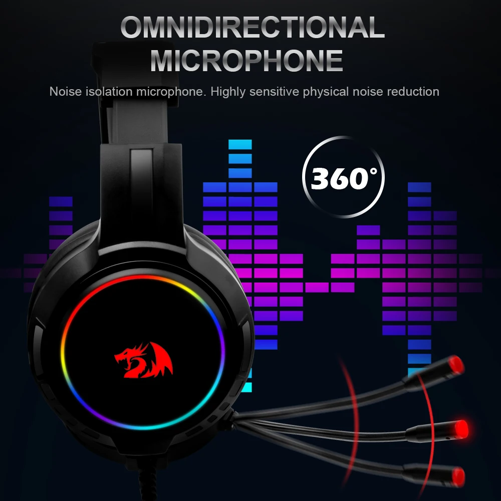 Игровые наушники Redragon Mento H270 RGB 3 5 мм объемный звук компьютерная гарнитура