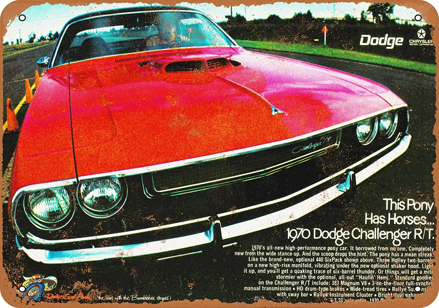 

8*12 металлический знак 1970 Dodge Challenger R/T винтажный вид 2