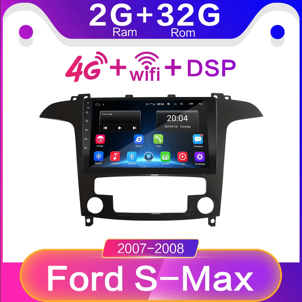 Автомагнитола для Ford S-Max s max 2007 2008 мультимедийный видеоплеер с навигацией GPS Android 8