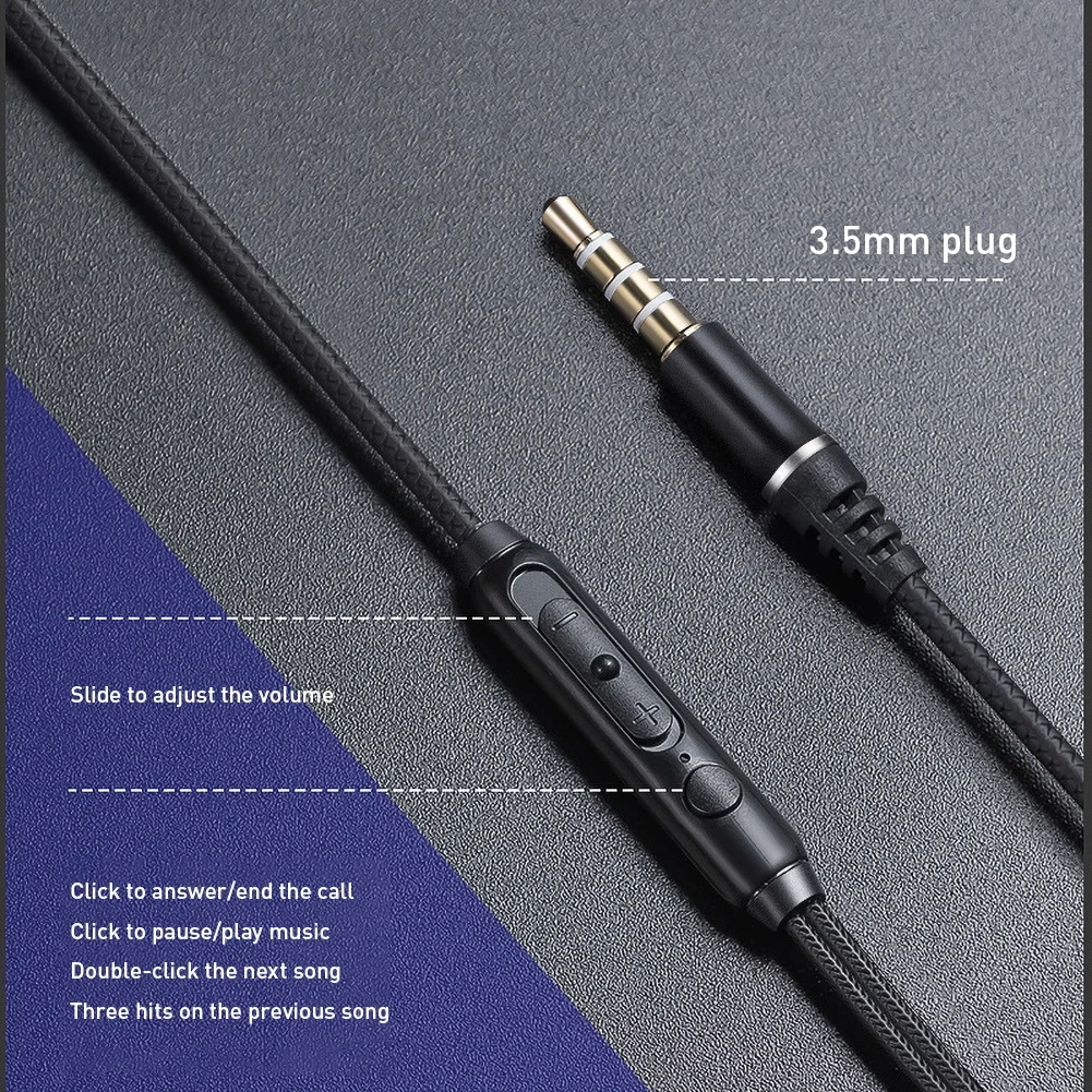 

Gaming Waterproof Earphone 3.5mm Wired In-ear Dual Moving Coil Hifi Bass Sport Earphones with Microphone Headset Earphones 5.0