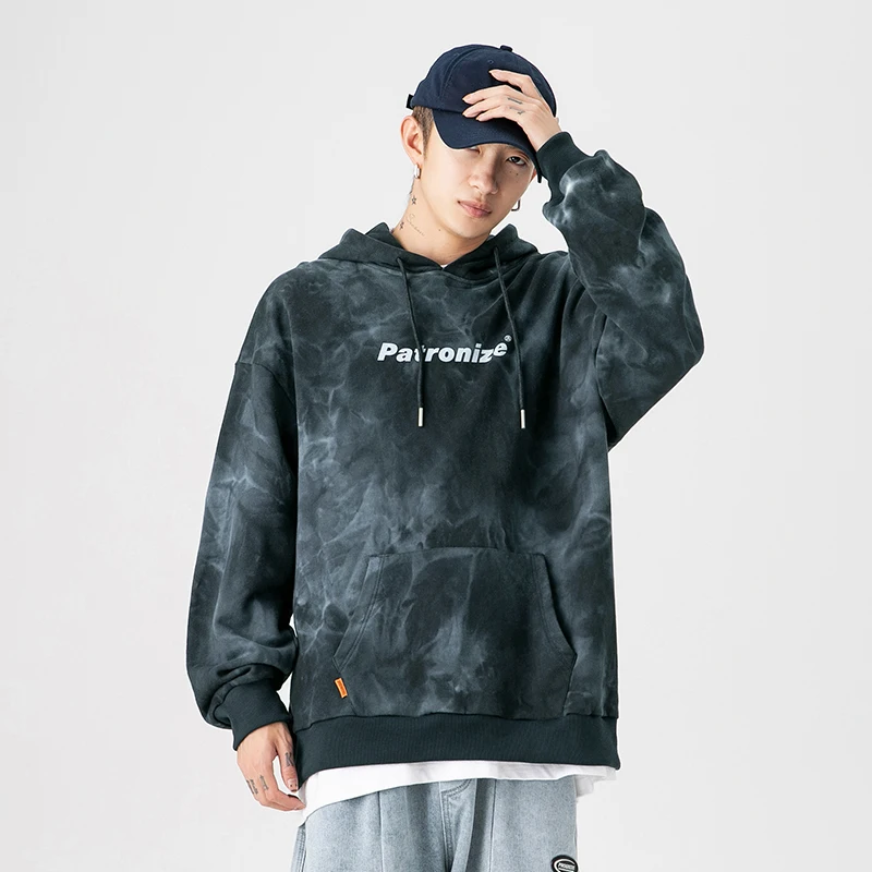 

2021 autumn and winter new trendy brand cool tie-dye hooded sweater men's couple hoodie