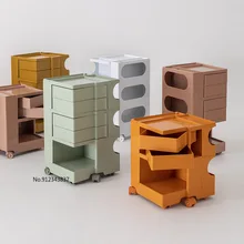 Nordic Rotating Storage Cabinet Locker Household Movable Trolley Simple Rotatable Ins Style Bedside Table Vintage Furniture