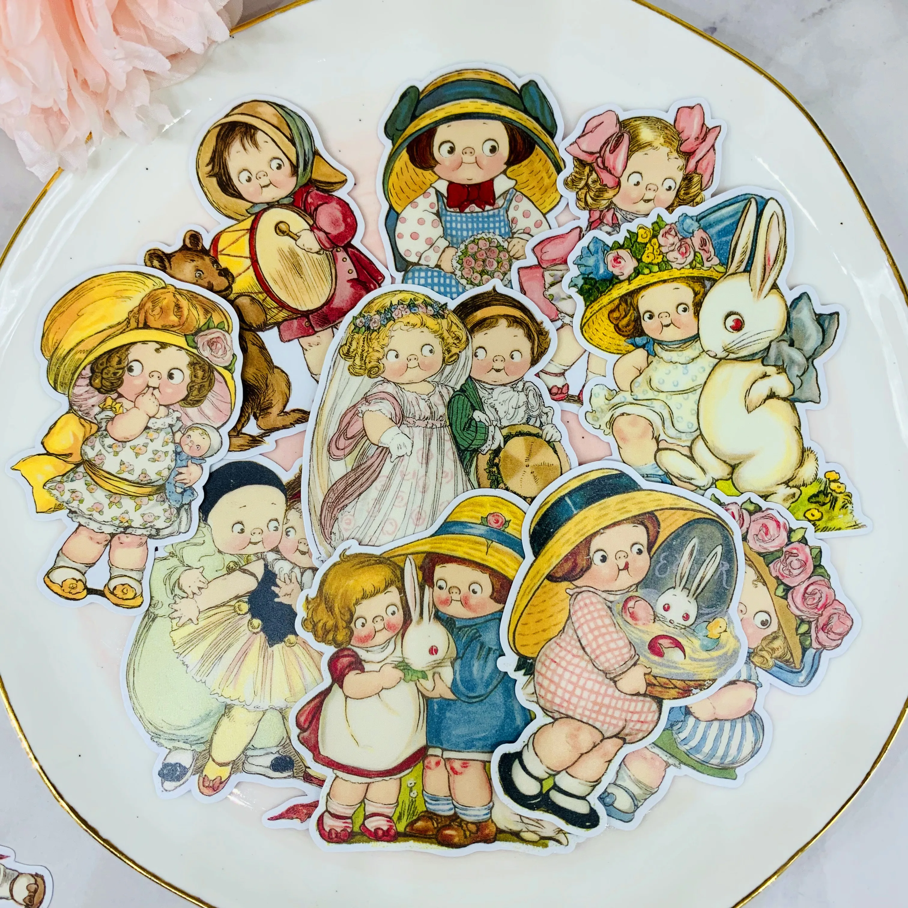 13 шт. Винтаж Европейский плюшевая кукла девочка Стикеры DIY ремесло Скрапбукинг