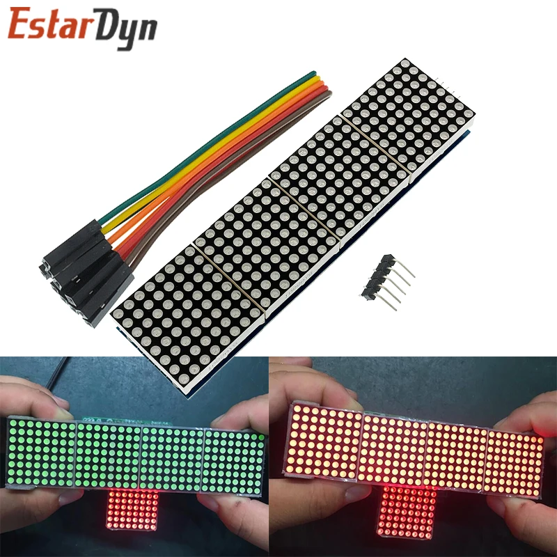 Модуль точечной матрицы MAX7219 для микроконтроллера Arduino 4 в одном дисплее с линией