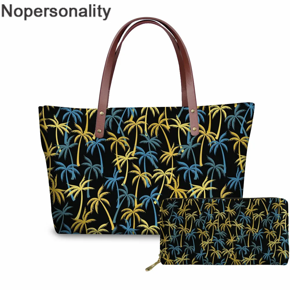 

Nopersonality 3pcs/Set Bag for Women Large Travel Beach Handbags Colorful Palm Tree Printing Hawaii Shoulder Bags for Ladies