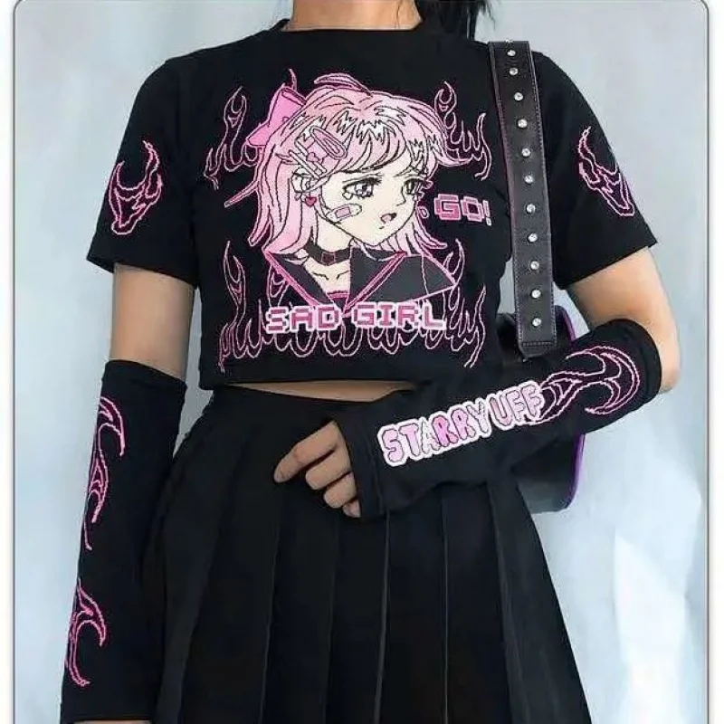 Футболка женская с высокой талией и коротким рукавом уличная одежда в стиле