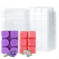 10 pieces of wax melting mold 6 cavity transparent plastic cube tray diy scented candle soap mold for portable use
