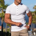 Рубашка-поло мужская Трикотажная с отложным воротником и коротким рукавом