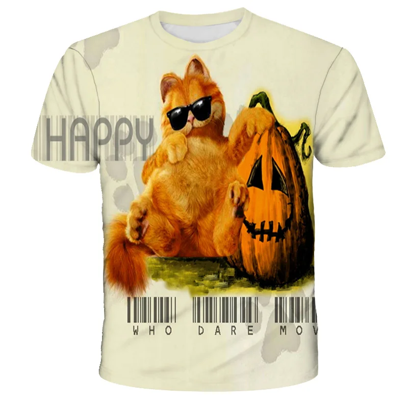 Футболки с коротким рукавом Garfield для мальчиков и девочек детская одежда футболка