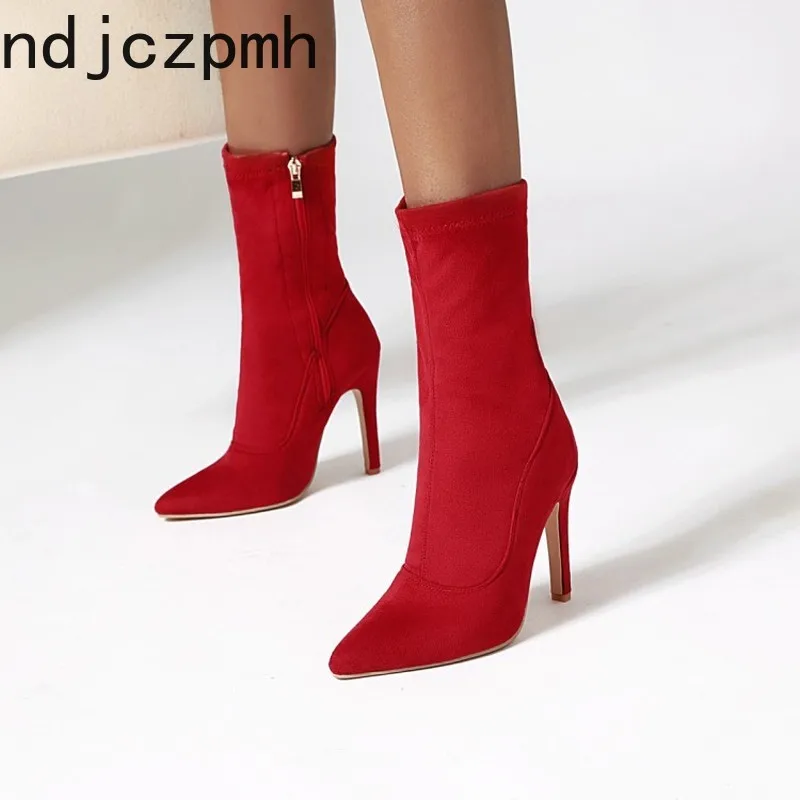 Женские ботинки новая модная зимняя женская обувь с острым носком на молнии