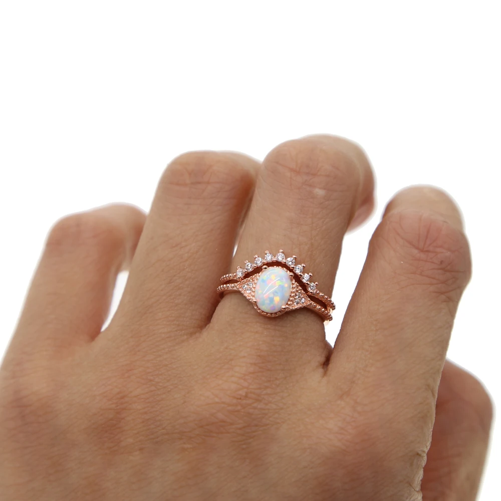 2 шт./комплект кольцо из розового золота с фианитом в форме яйца | Украшения и