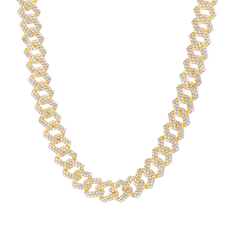 

Hip Hop 20MM Full Heavy Iced Out Paved Rhinestone Miami Curb Cuban Chain CZ Bling Rapper Necklace For Men Jewelry