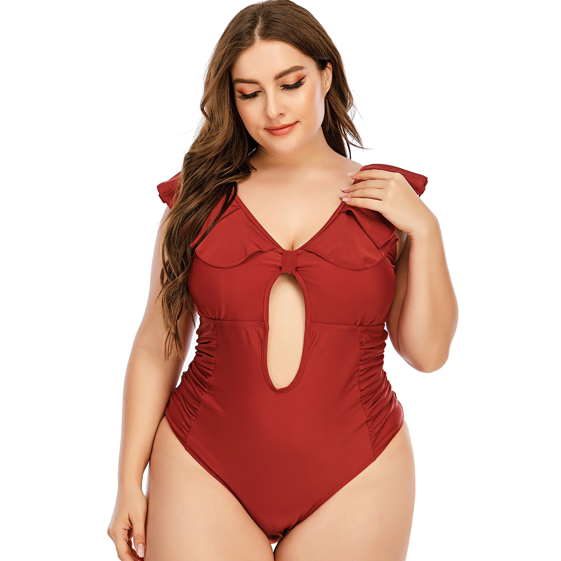 Swim Shorts Women 2021 Sexy Bikini Suit For Summer Clothes Set Pure Color Fat Plus Size One Piece Swimsuit Bathing Solid