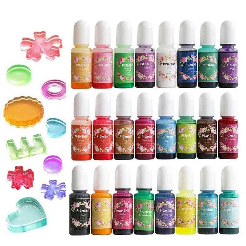 

24 Colors Resin Pigment Dyeing Colorant For DIY Crafts Additives Multicolor Accessories Color 14/19/24pcs Jewelry Random X4N6