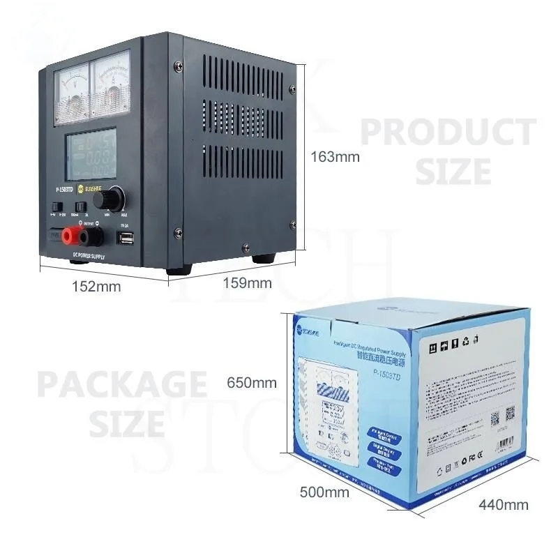 15V 3A Sunshine P-1503TD intelligent DC Regulated Power Supply For Phone Repair Detect Currency Voltage Power On/off Test Tool