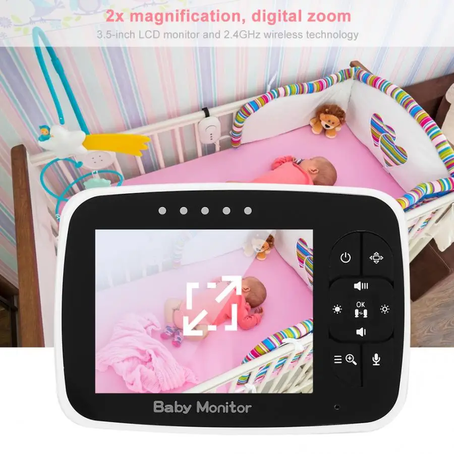 

Hot babyphone camera portable monitor 3.5 inch LCD baby camera bebe IR night vision lullabies 2 way talk pan/tilt zoom