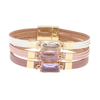 women bracelet bohemian multilayer leather bracelets for women fashion ladies glass bracelet wrap bracelet female jewelry gift