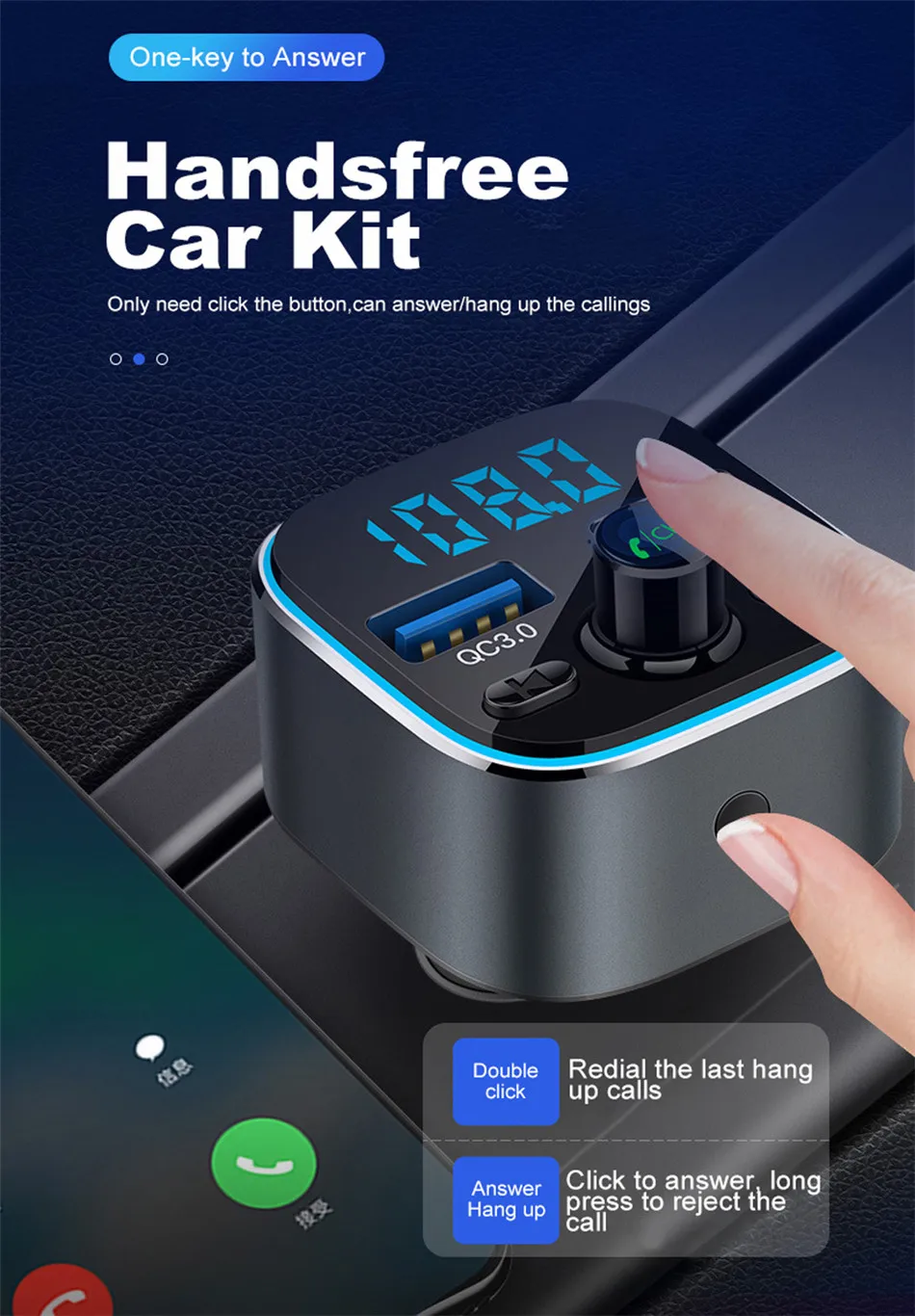 USLION двойной зарядное устройство USB с fm-передатчиком Bluetooth 5,0 приемник аудио mp3-плеер TF карта Автомобильный комплект Автомобильное зарядное устройство QC3.0