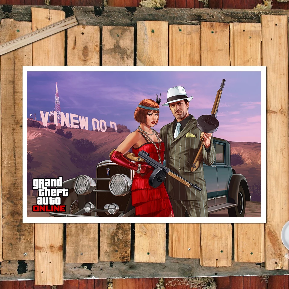 1 шт. HD мультфильм картина GTA онлайн игра плакаты постеры Grand Theft Auto рисунок на